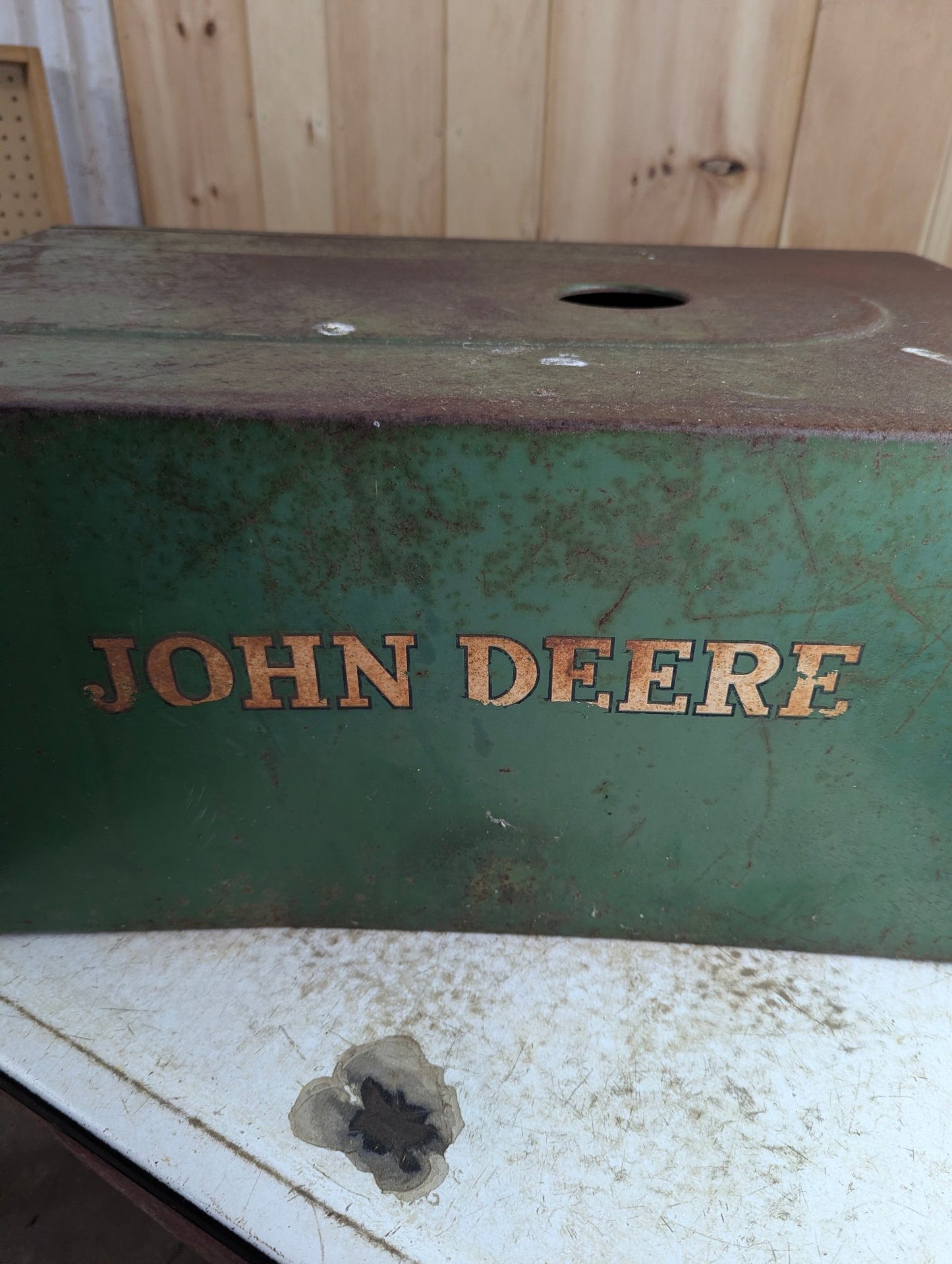 Vintage John Deere Metal Hood Cover 26.5" x 16.5" x 10.5"