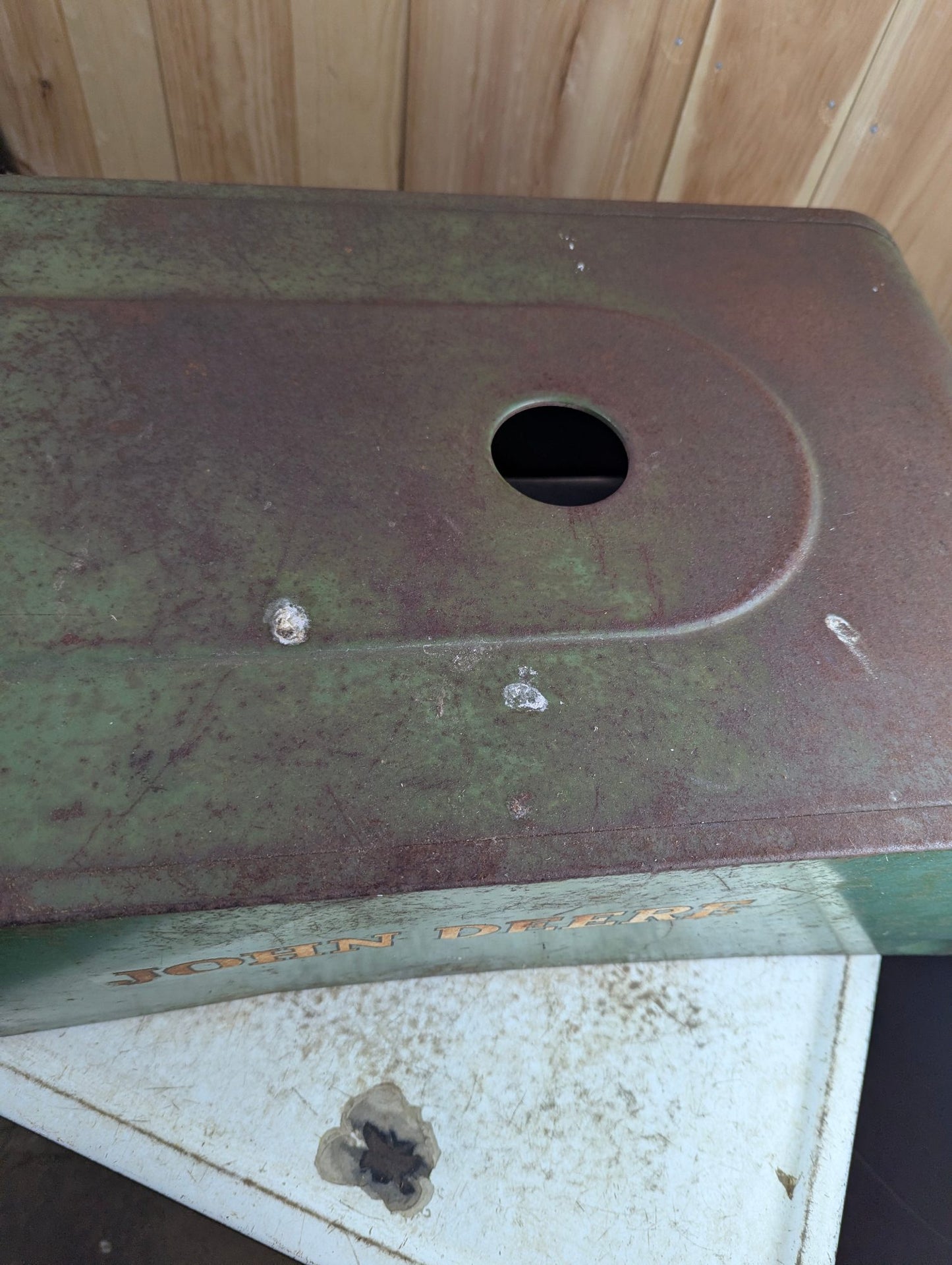Vintage John Deere Metal Hood Cover 26.5" x 16.5" x 10.5"