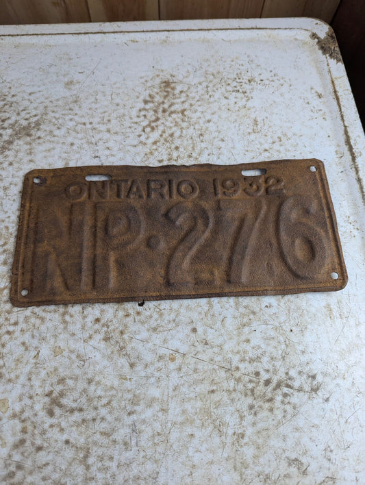 1932 Ontario Passenger Vehicle License Plate