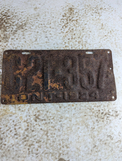 1924 Ontario Passenger Vehicle License Plate