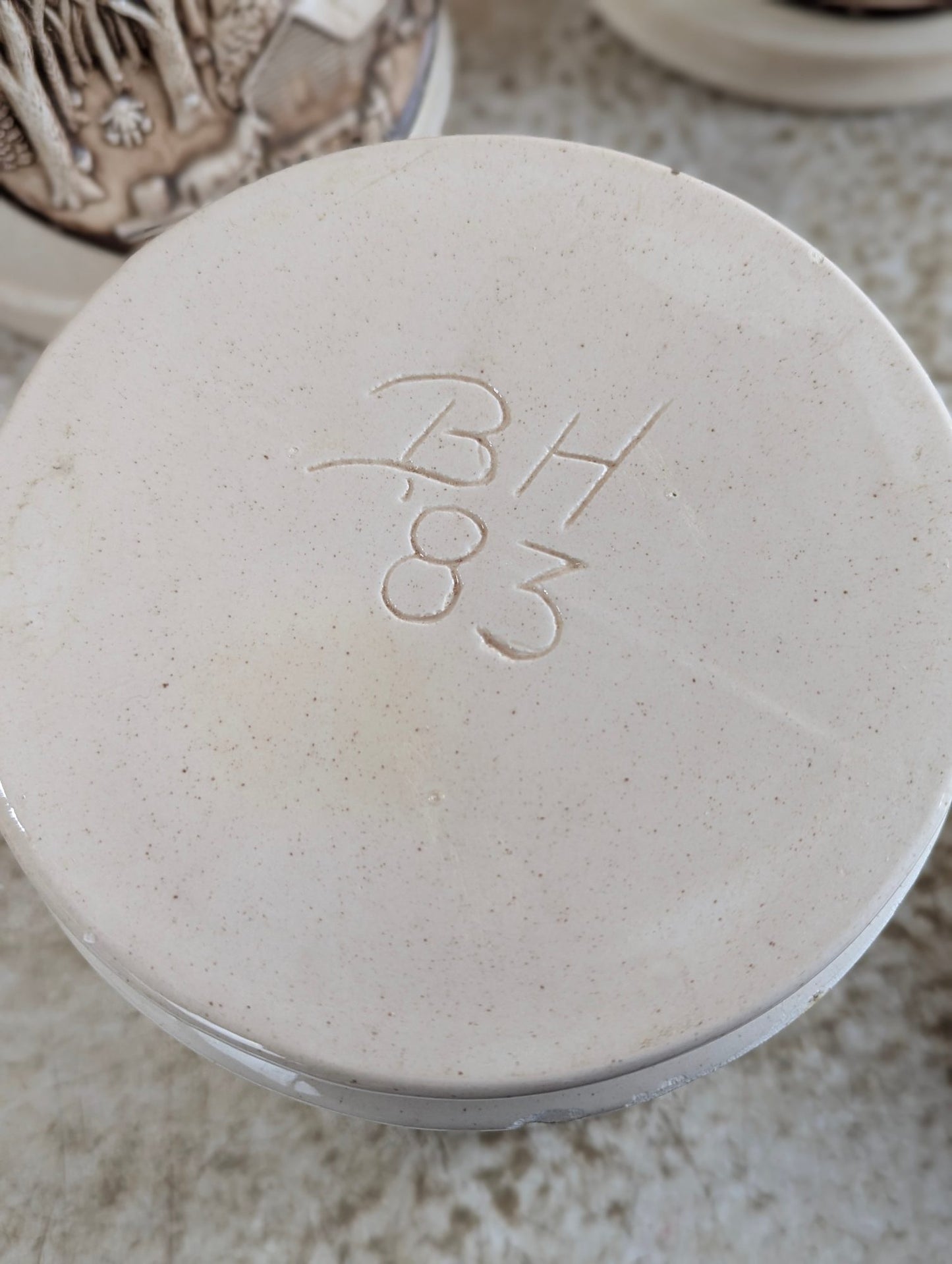 Complete Set of 5 Ceramic Molded Country Homestead Kitchen Canisters