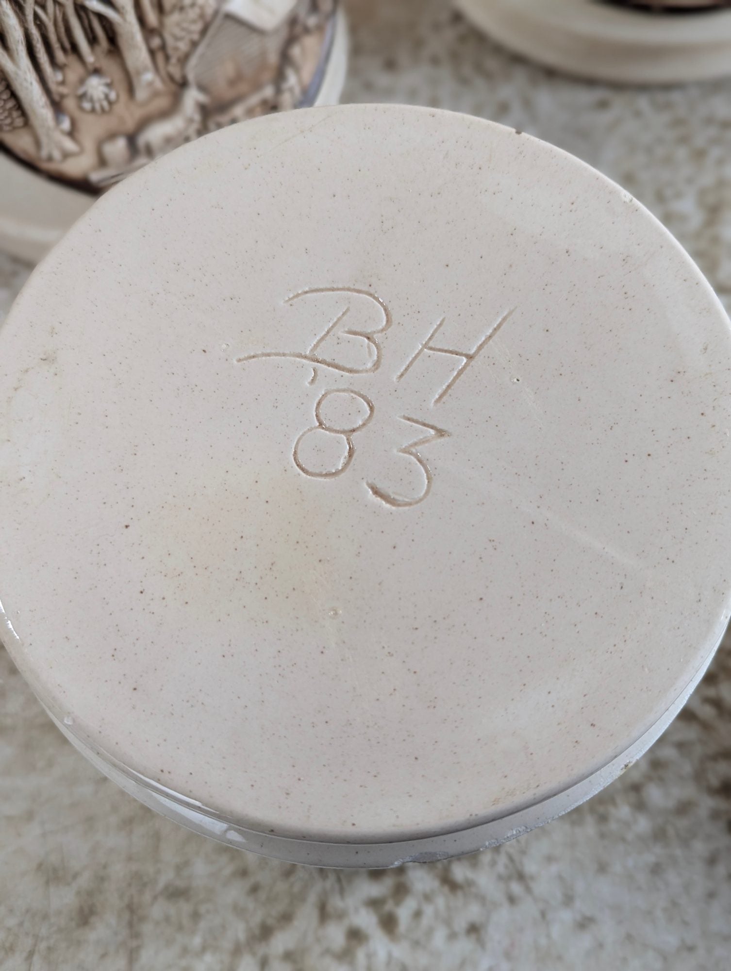 Complete Set of 5 Ceramic Molded Country Homestead Kitchen Canisters