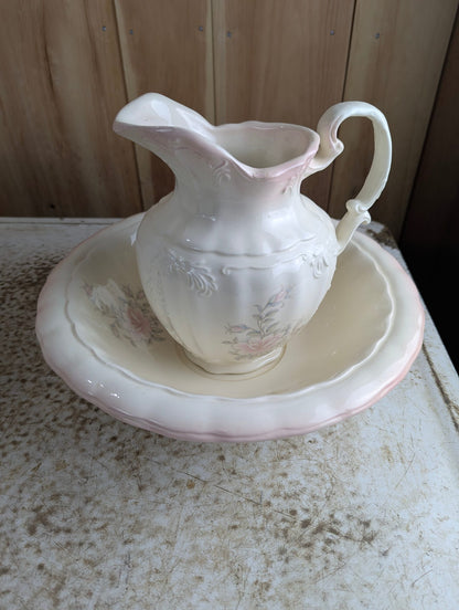 Vintage Arnel's Ceramic Wash Pitcher and Basin Set