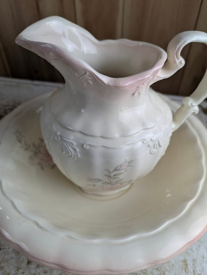 Vintage Arnel's Ceramic Wash Pitcher and Basin Set