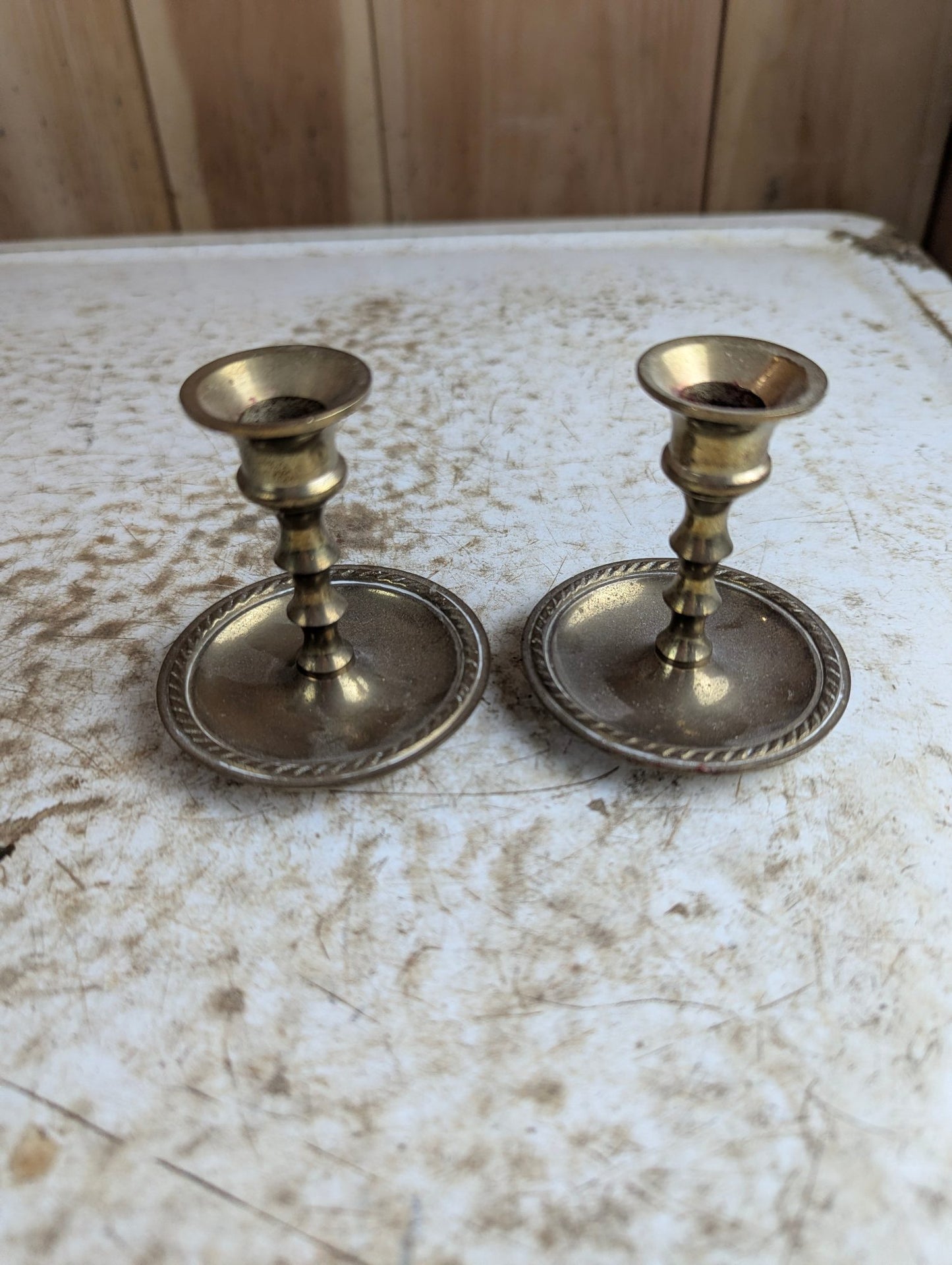 pair of small brass Candlesticks