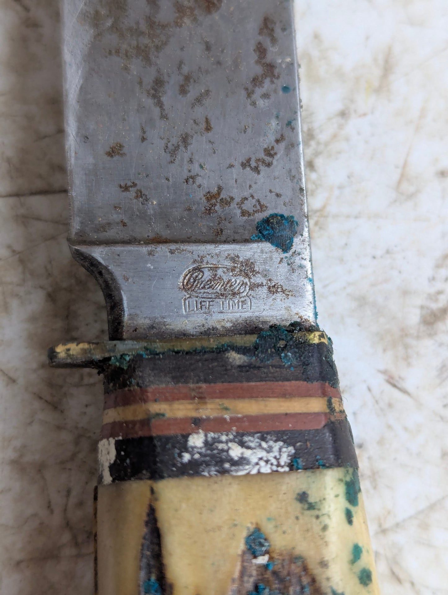 Vintage German Stag Handle Hunting Knife Solingen H73 with Leather Sheath