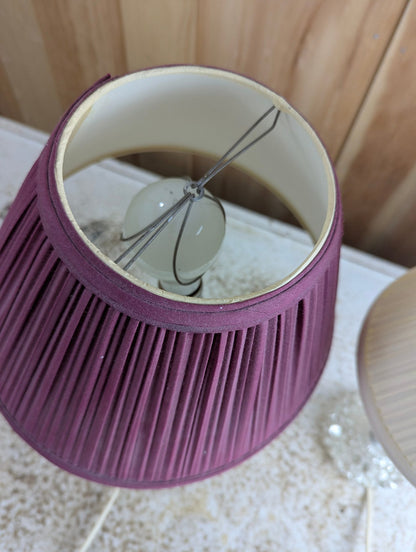 Pair of 14" Tall Vintage Style Table Tamps with Stacked Glass Bases and Pleated Shades