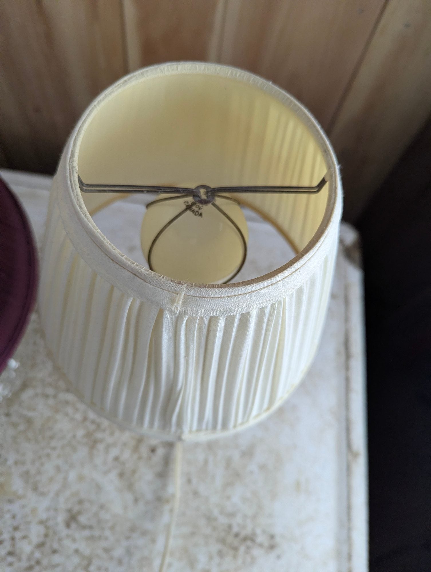 Pair of 14" Tall Vintage Style Table Tamps with Stacked Glass Bases and Pleated Shades