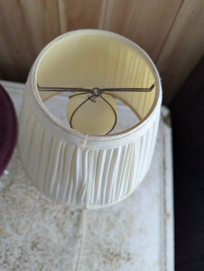 Pair of 14" Tall Vintage Style Table Tamps with Stacked Glass Bases and Pleated Shades