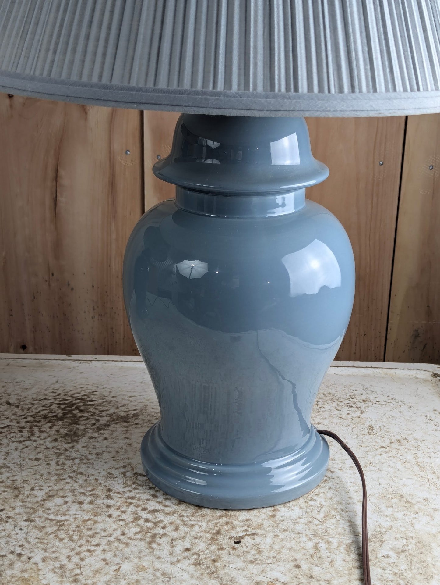 Pair of 25" Tall Blue Ceramic Table Lamps