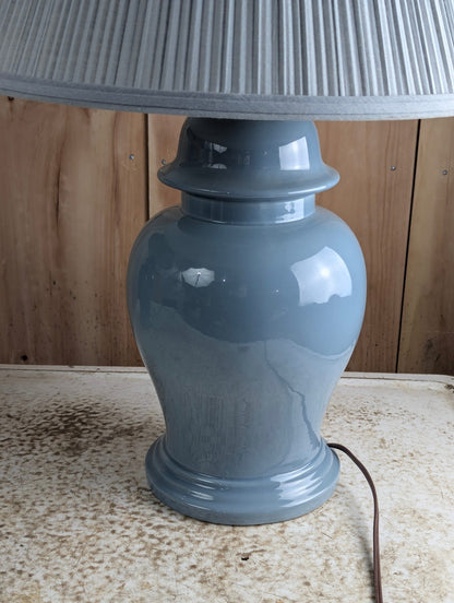 Pair of 25" Tall Blue Ceramic Table Lamps