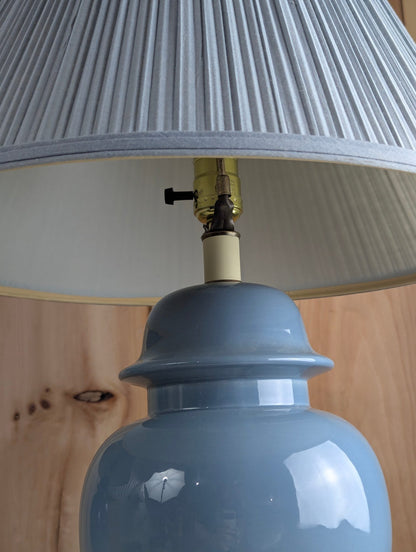 Pair of 25" Tall Blue Ceramic Table Lamps