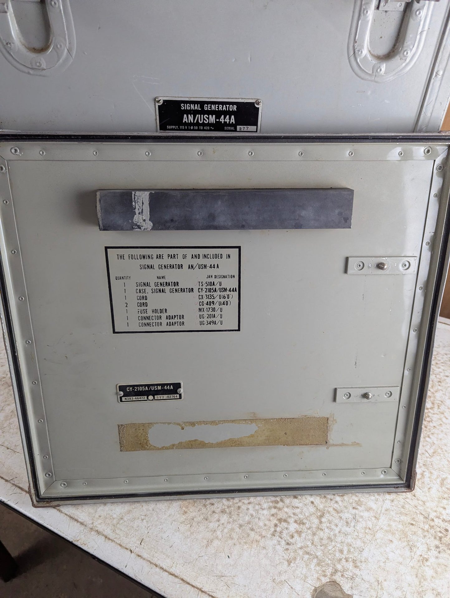 Vintage Metal Navy Military Transit Case 18.5" x 16.5" x 24" AN/USM-44A Signal Generator Case