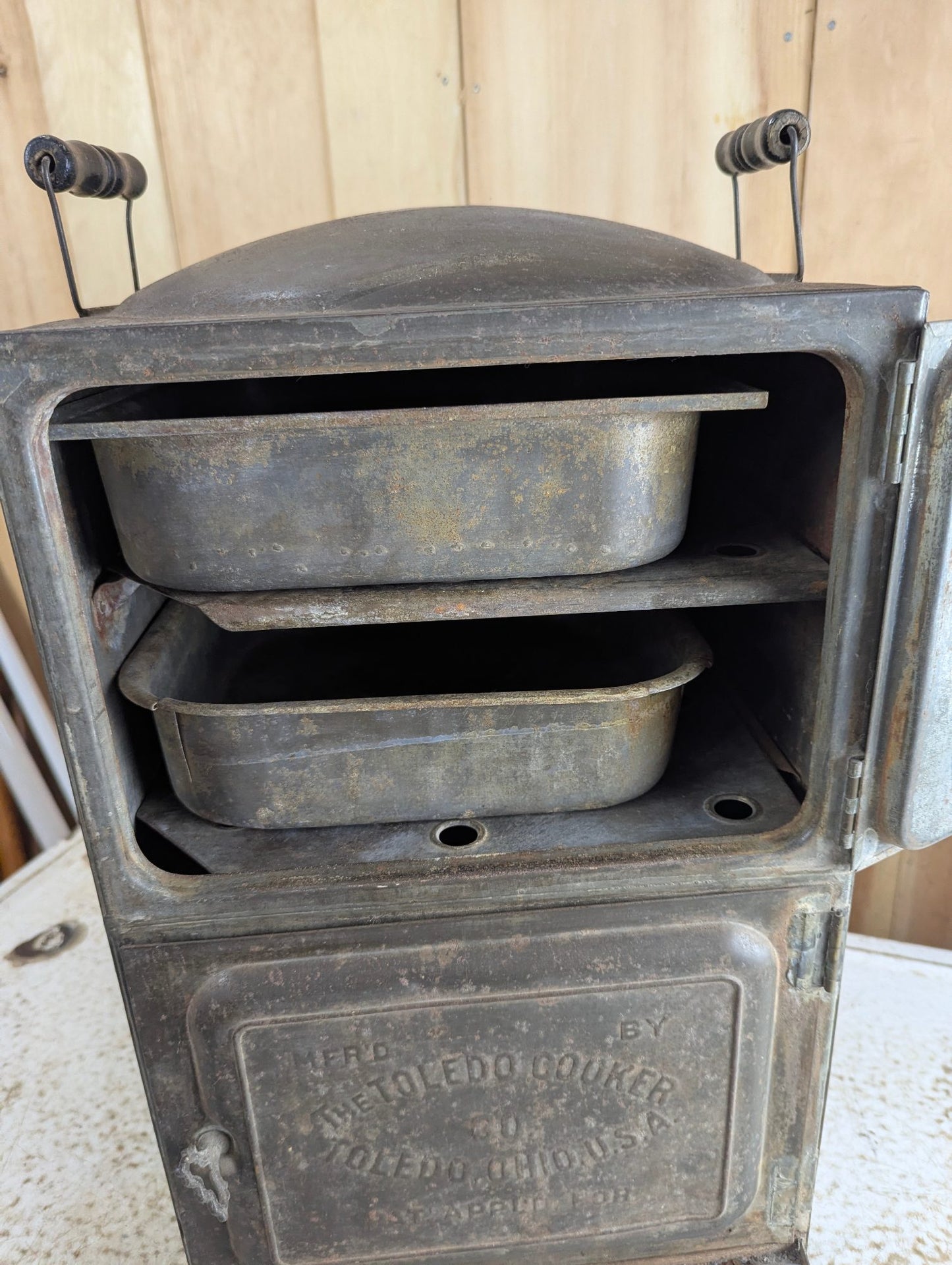 Antique Toledo Toledo Stove-top Steam Cooker with Original Trays and Copper Base