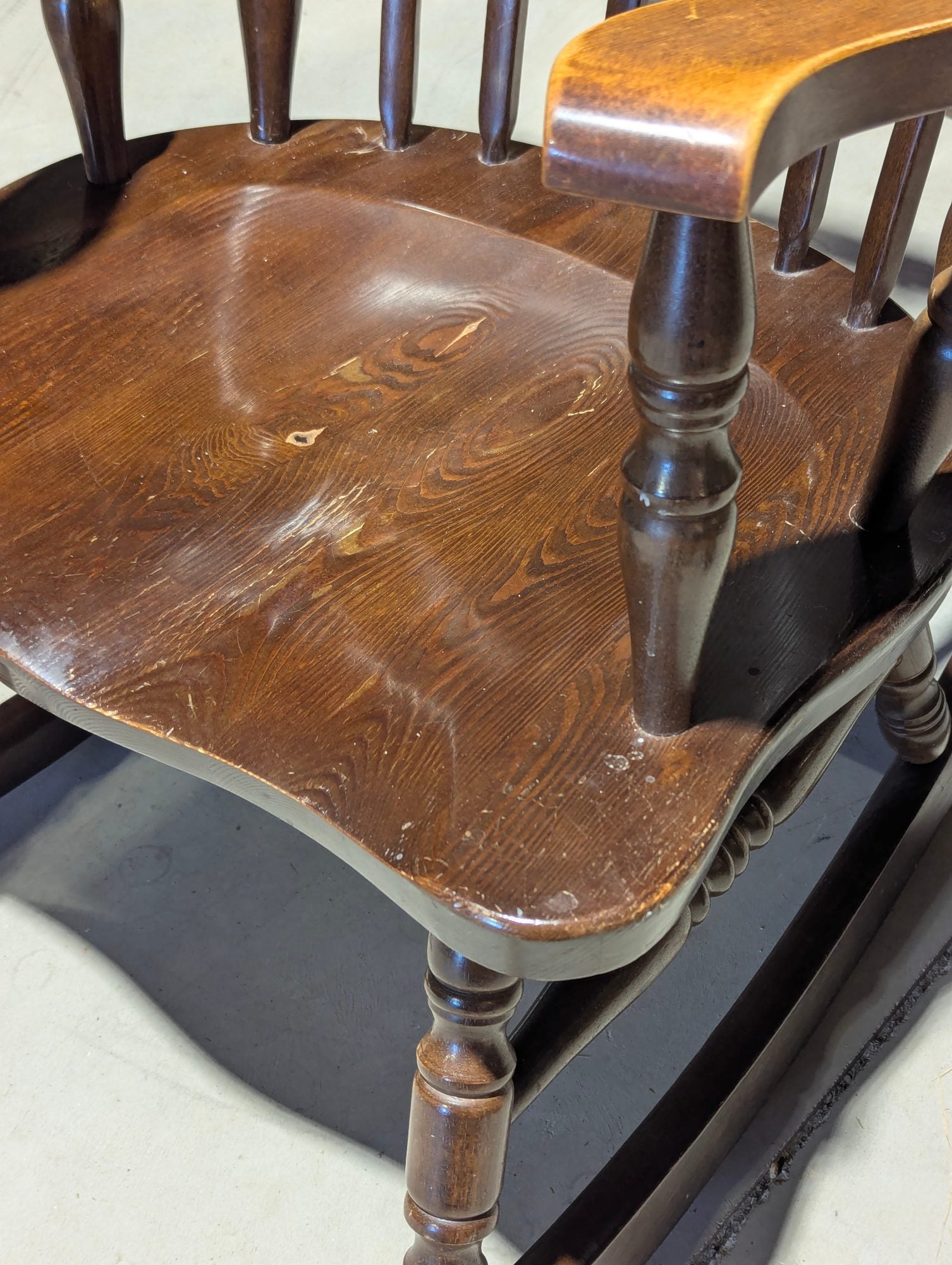 Vintage Large Tall Back Wooden Colonial Style Rocking Chair