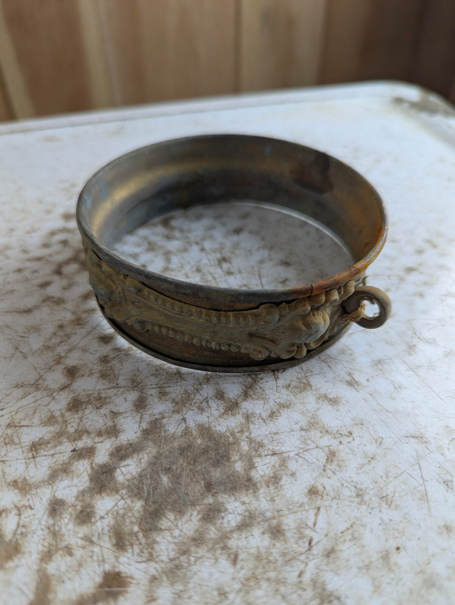 Antique Brass and Copper Lighting Rod Ball Ring Collar