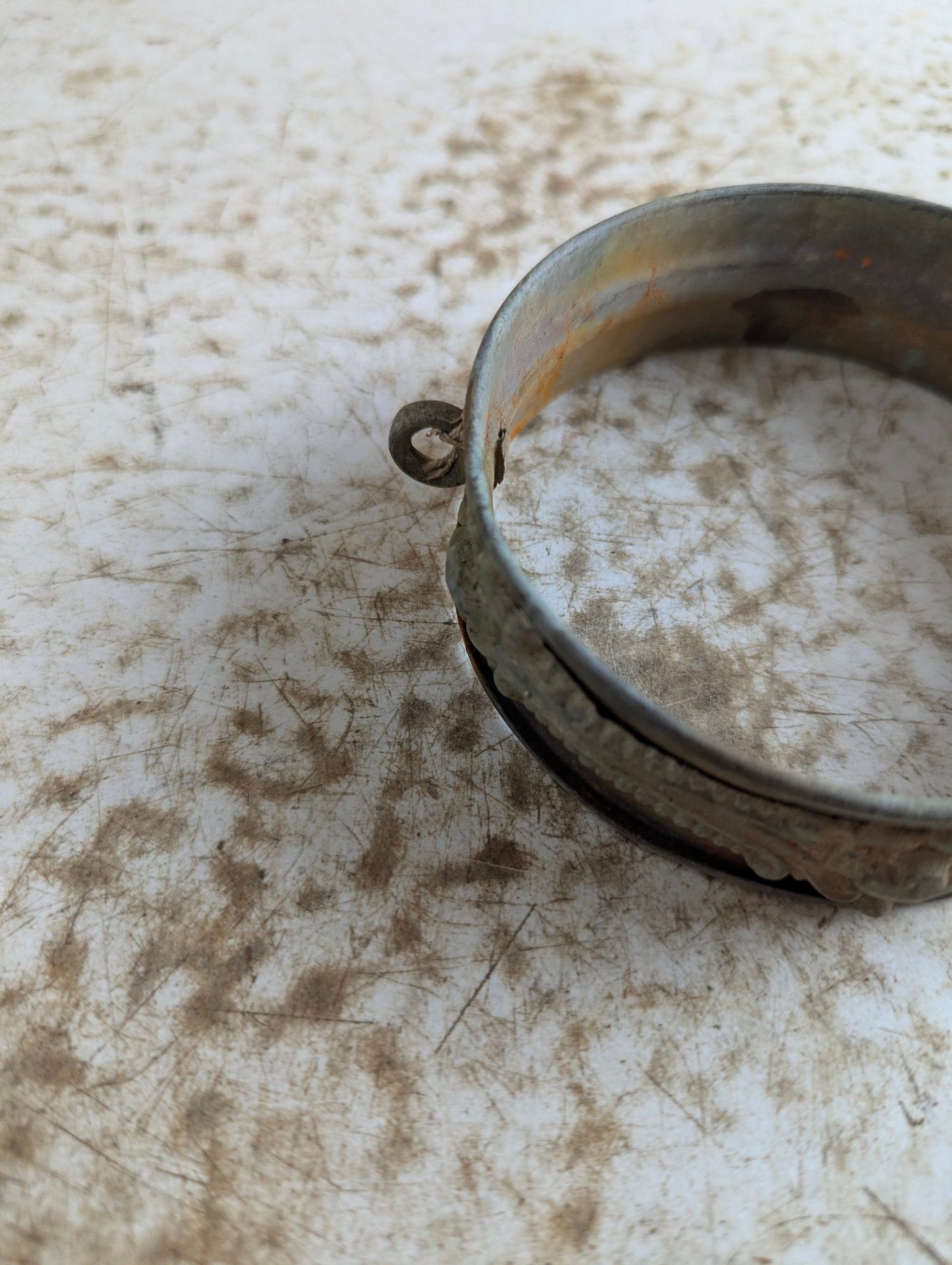 Antique Brass and Copper Lighting Rod Ball Ring Collar