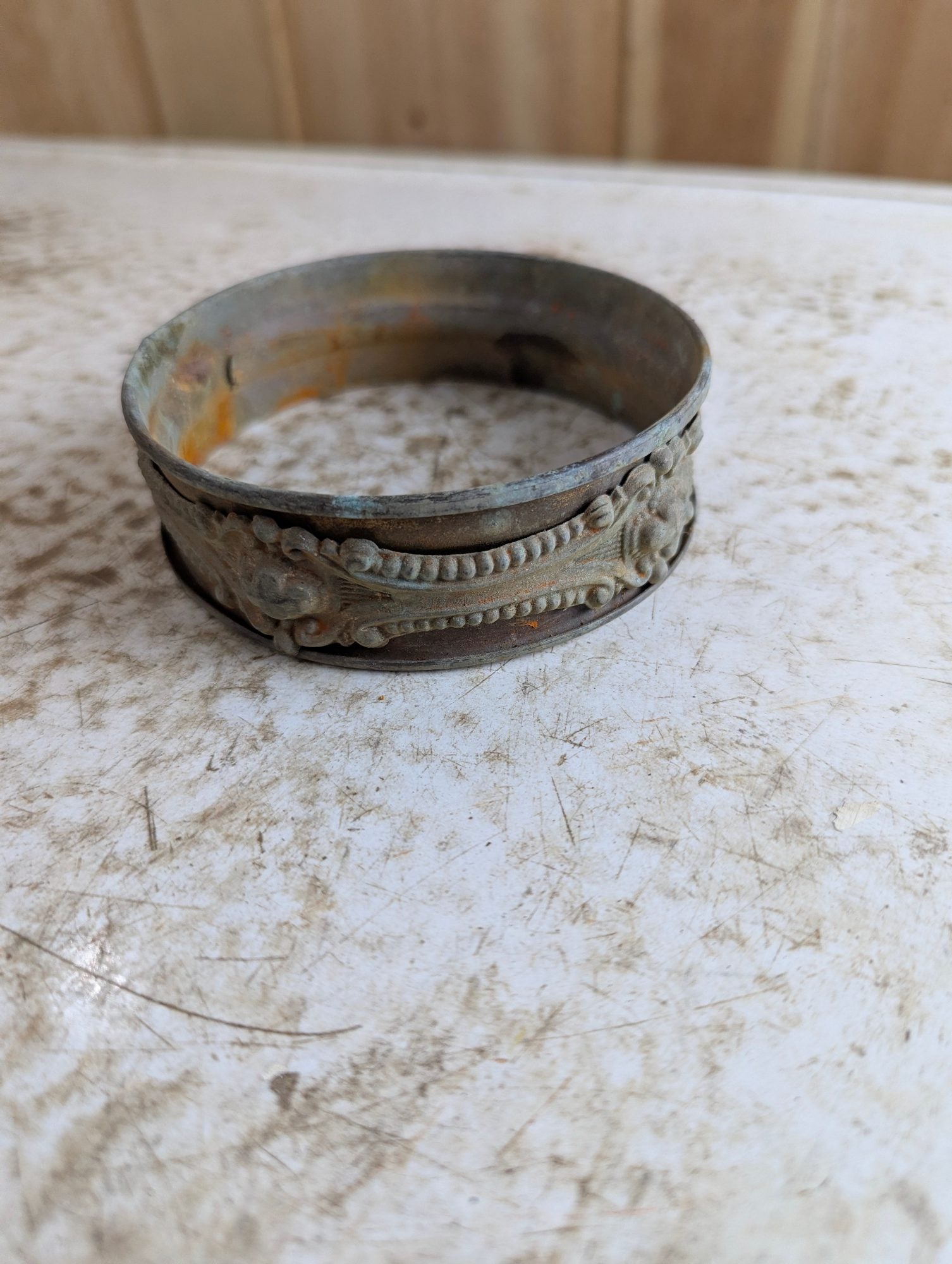 Antique Brass and Copper Lighting Rod Ball Ring Collar