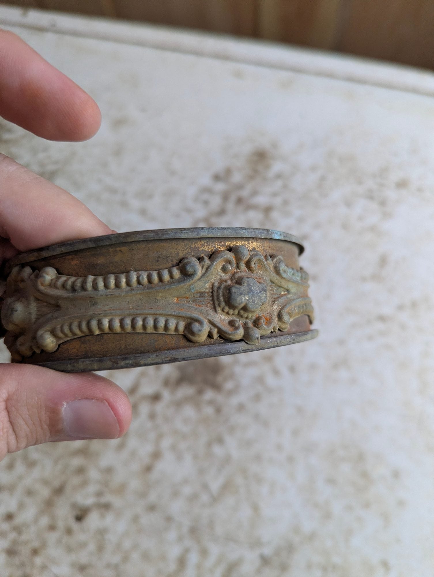 Antique Brass and Copper Lighting Rod Ball Ring Collar