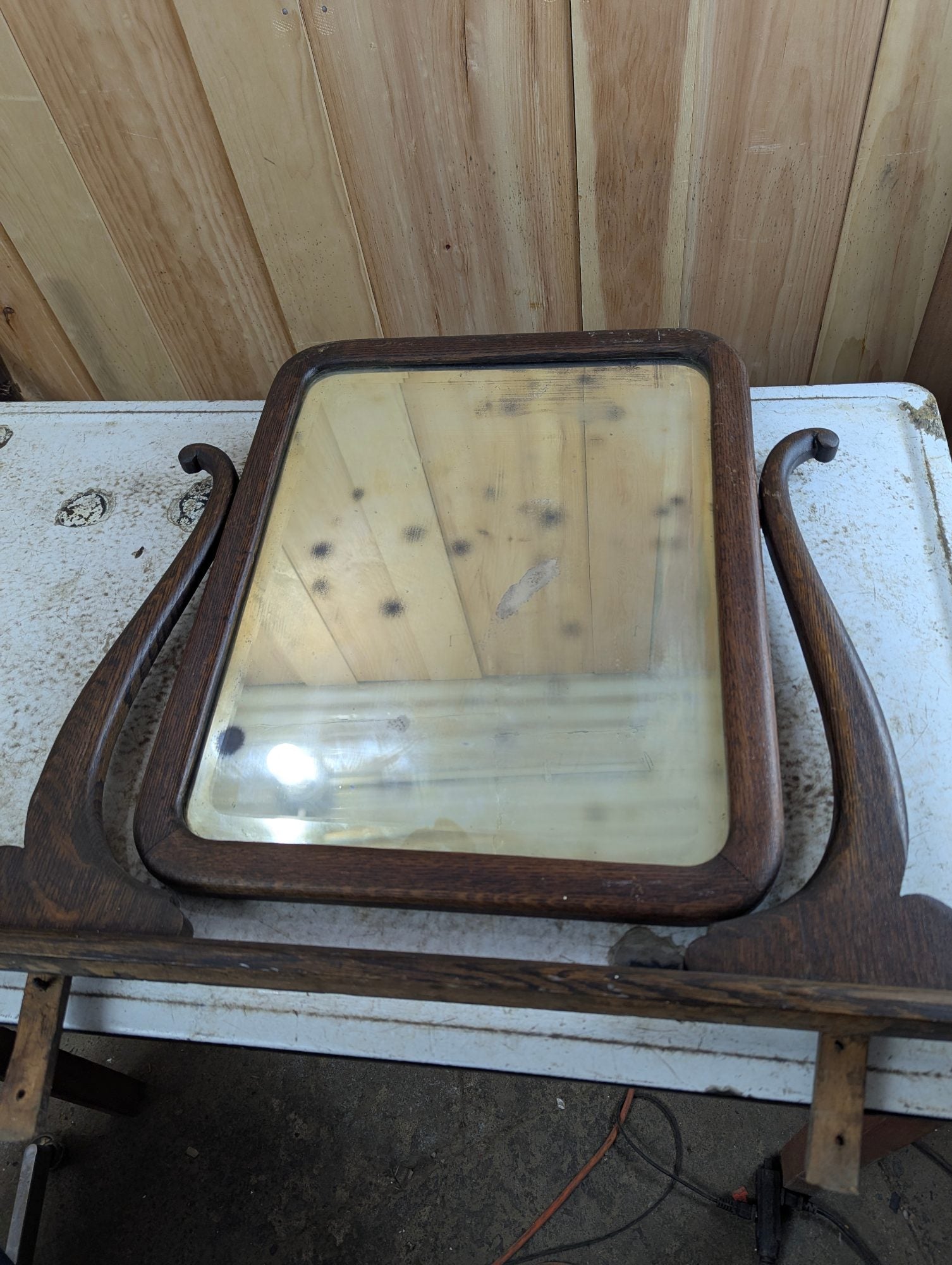 Victorian Oak Dressing Table Mirror 18.5" x 22.5"