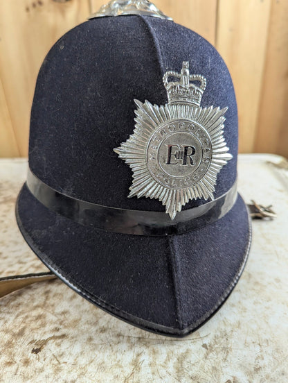 1960s Felt Bobby British Metropolian Police Helmet with ER Plate Badge