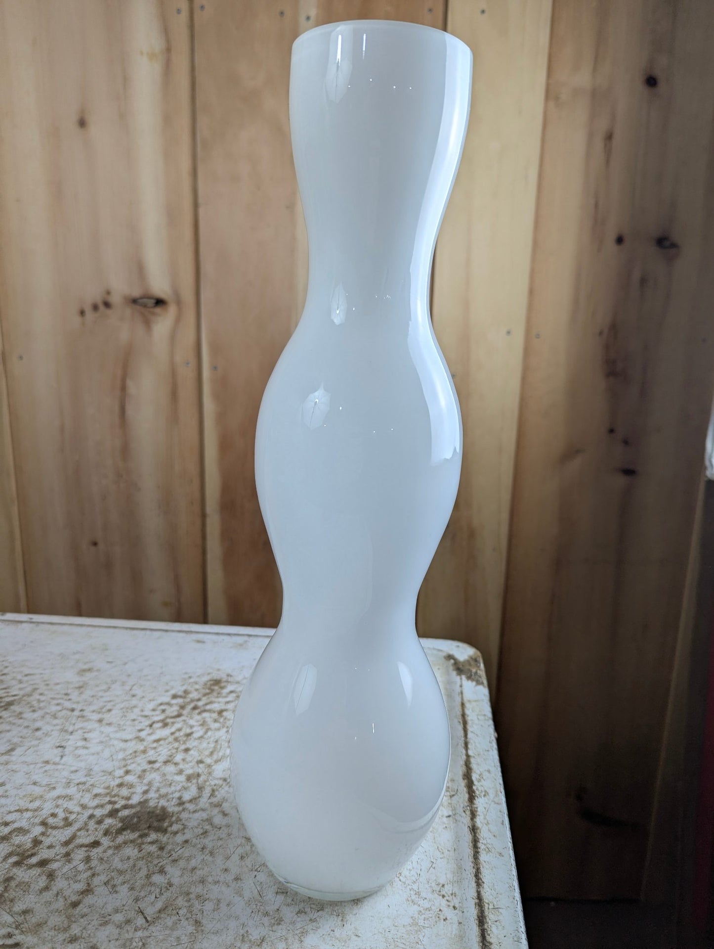 Vintage Hand-blown 16.5" Frosted Glass Vase