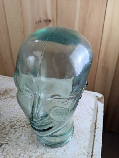 Vintage Green Glass Mannequin Head Display