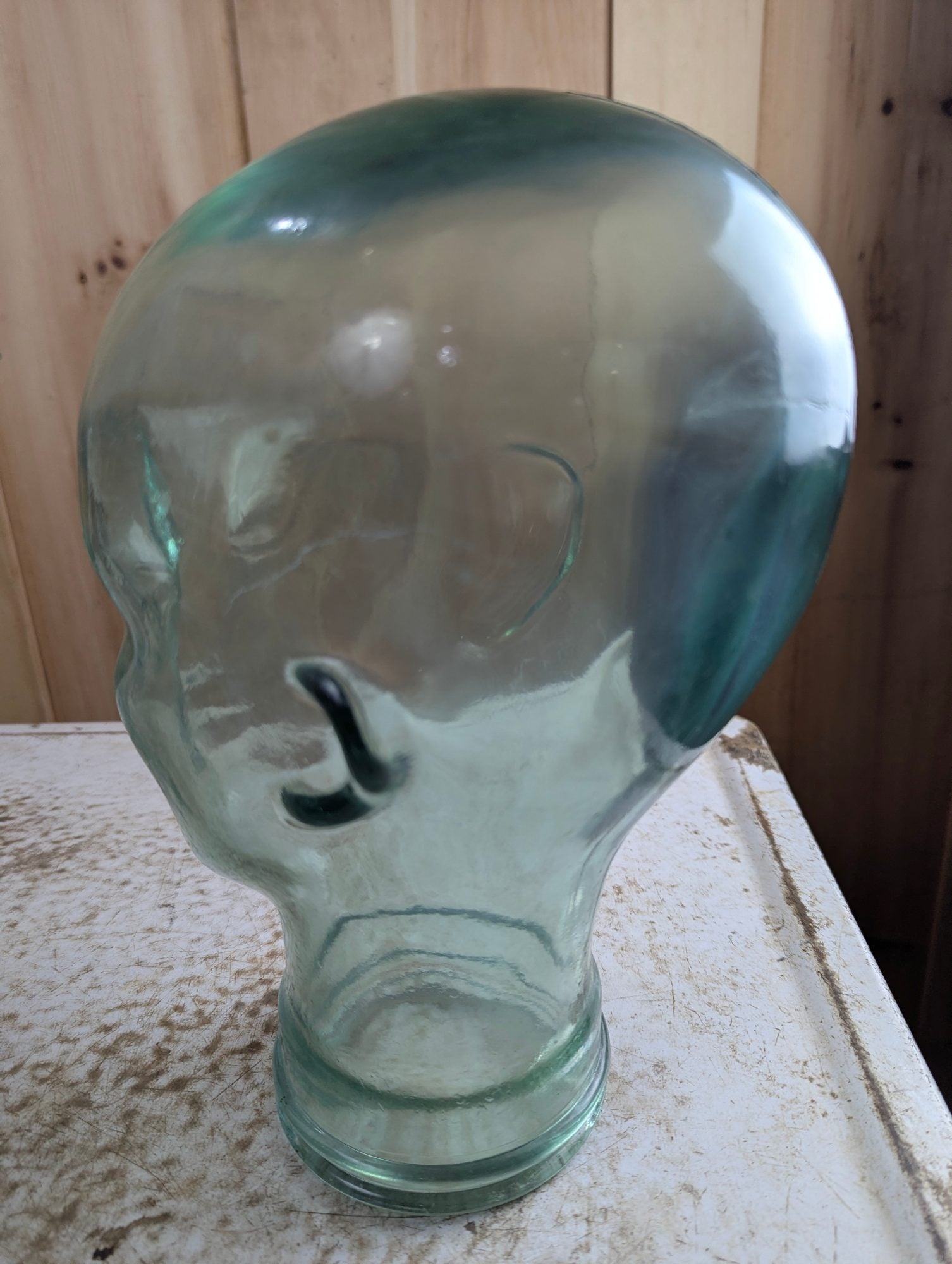 Vintage Green Glass Mannequin Head Display