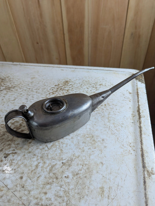 Vintage 1/2 Pint Metal Boat-shaped Pump Oil Can