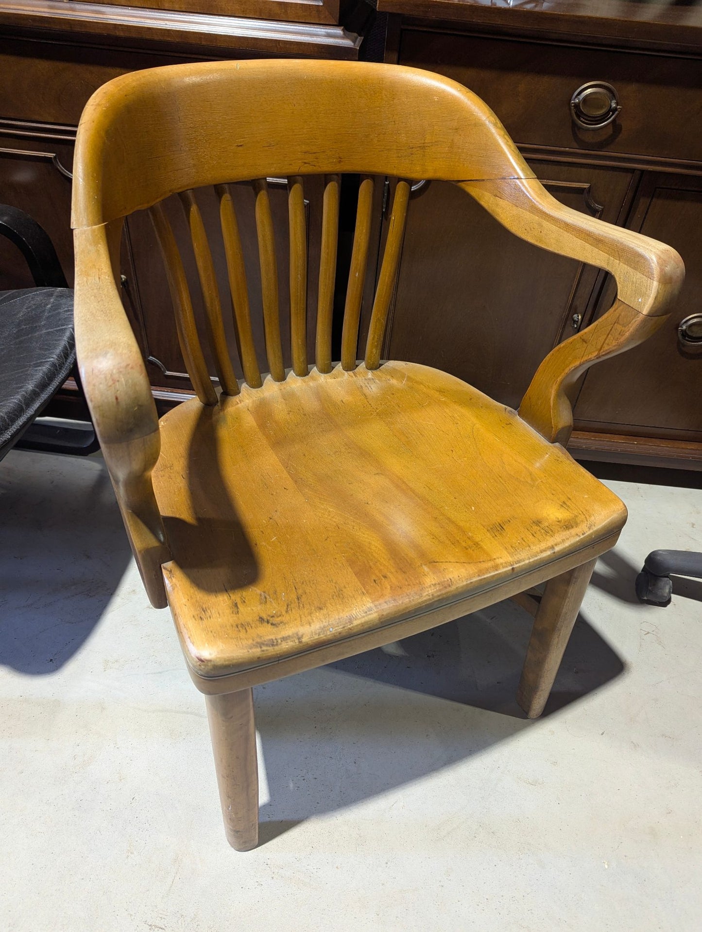 Vintage Solid Wood Banker's Office Chair