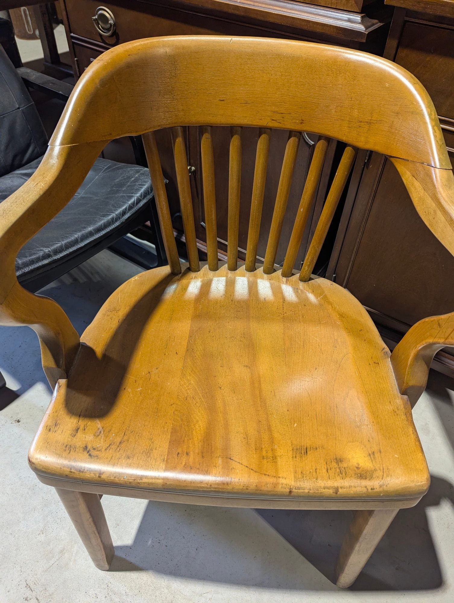 Vintage Solid Wood Banker's Office Chair