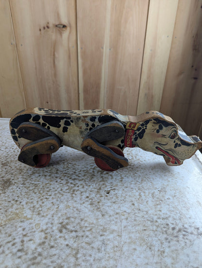 1930s Fisher-Price #180 Snoopy Sniffer Wood Pull Toy - Missing Ears and Tail