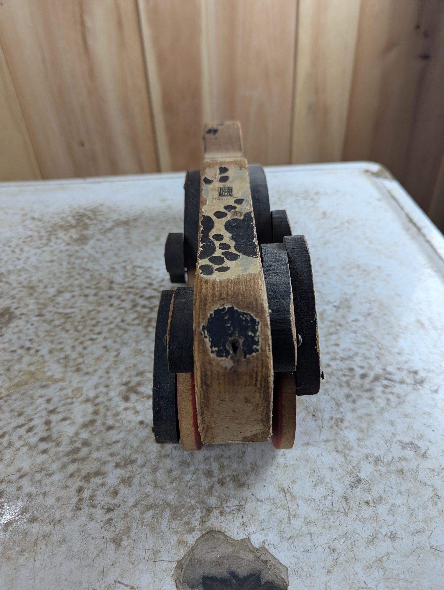 1930s Fisher-Price #180 Snoopy Sniffer Wood Pull Toy - Missing Ears and Tail