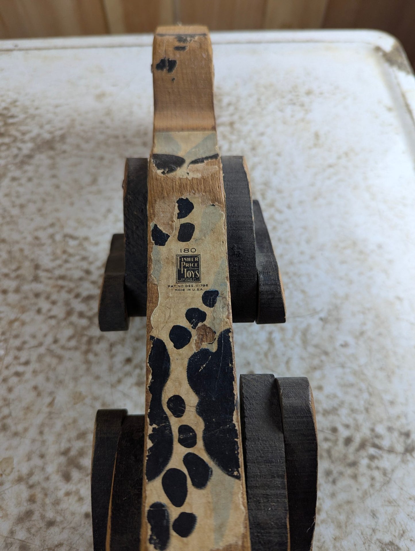 1930s Fisher-Price #180 Snoopy Sniffer Wood Pull Toy - Missing Ears and Tail