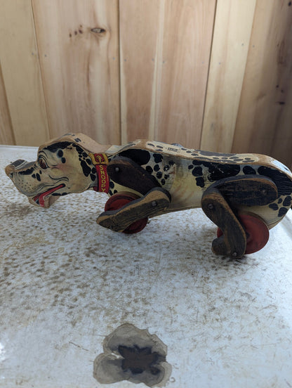 1930s Fisher-Price #180 Snoopy Sniffer Wood Pull Toy - Missing Ears and Tail
