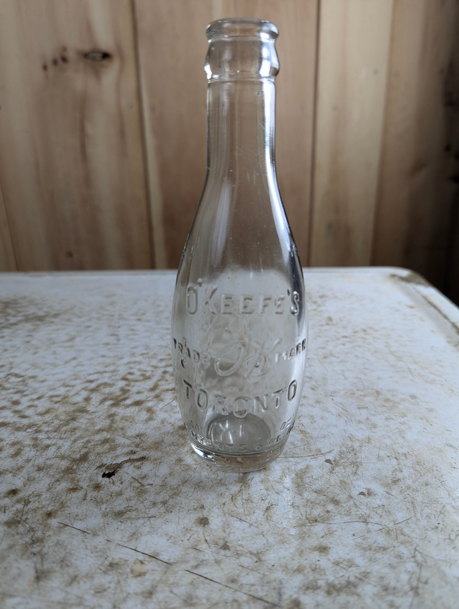 1940s O'Keefe's Clear Glass 6oz Soda Bottle