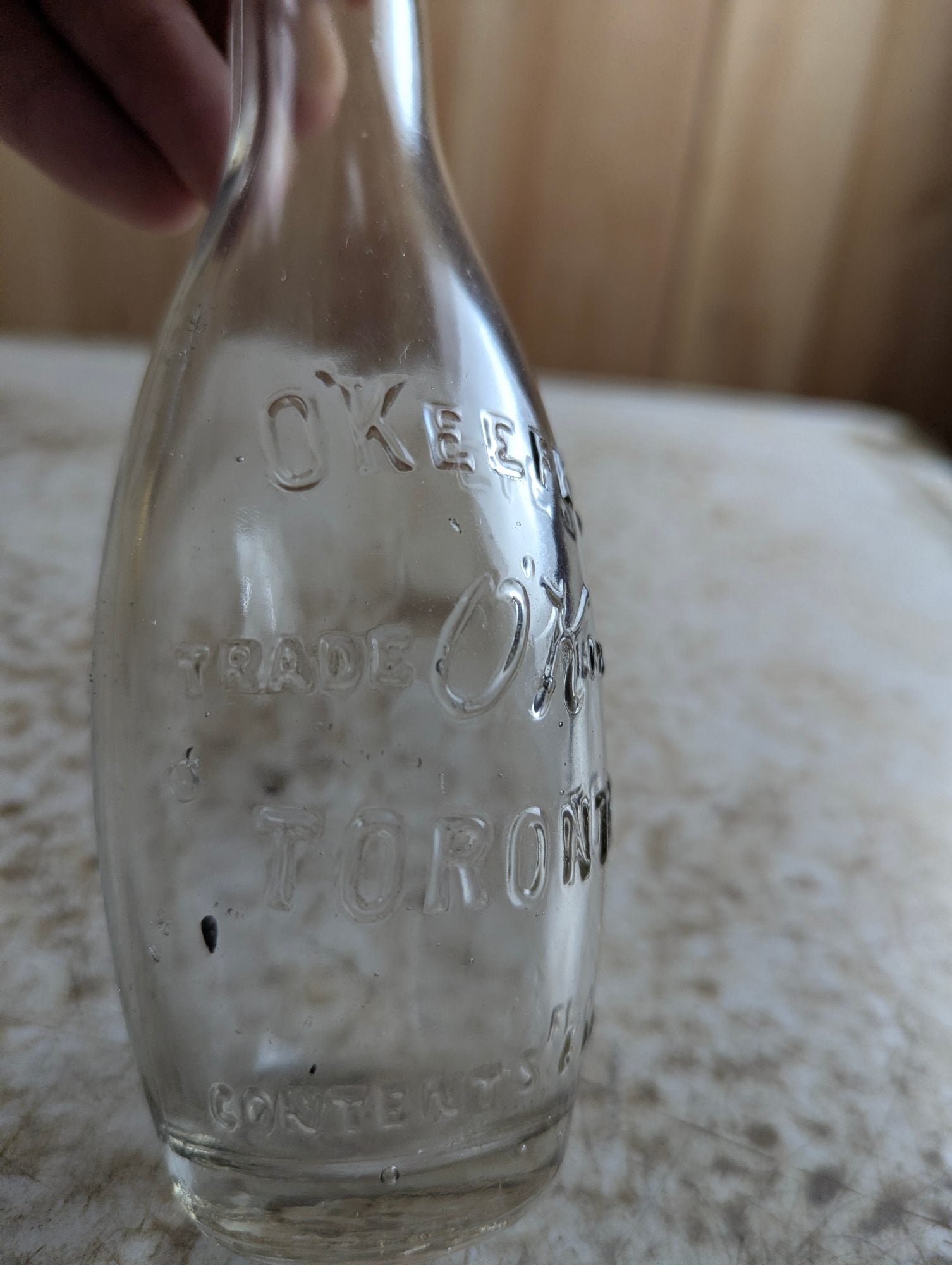 1940s O'Keefe's Clear Glass 6oz Soda Bottle