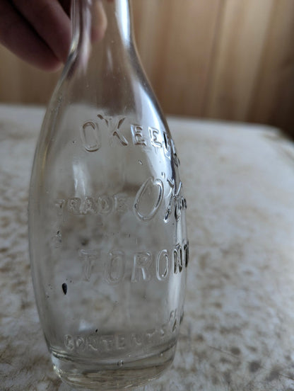1940s O'Keefe's Clear Glass 6oz Soda Bottle