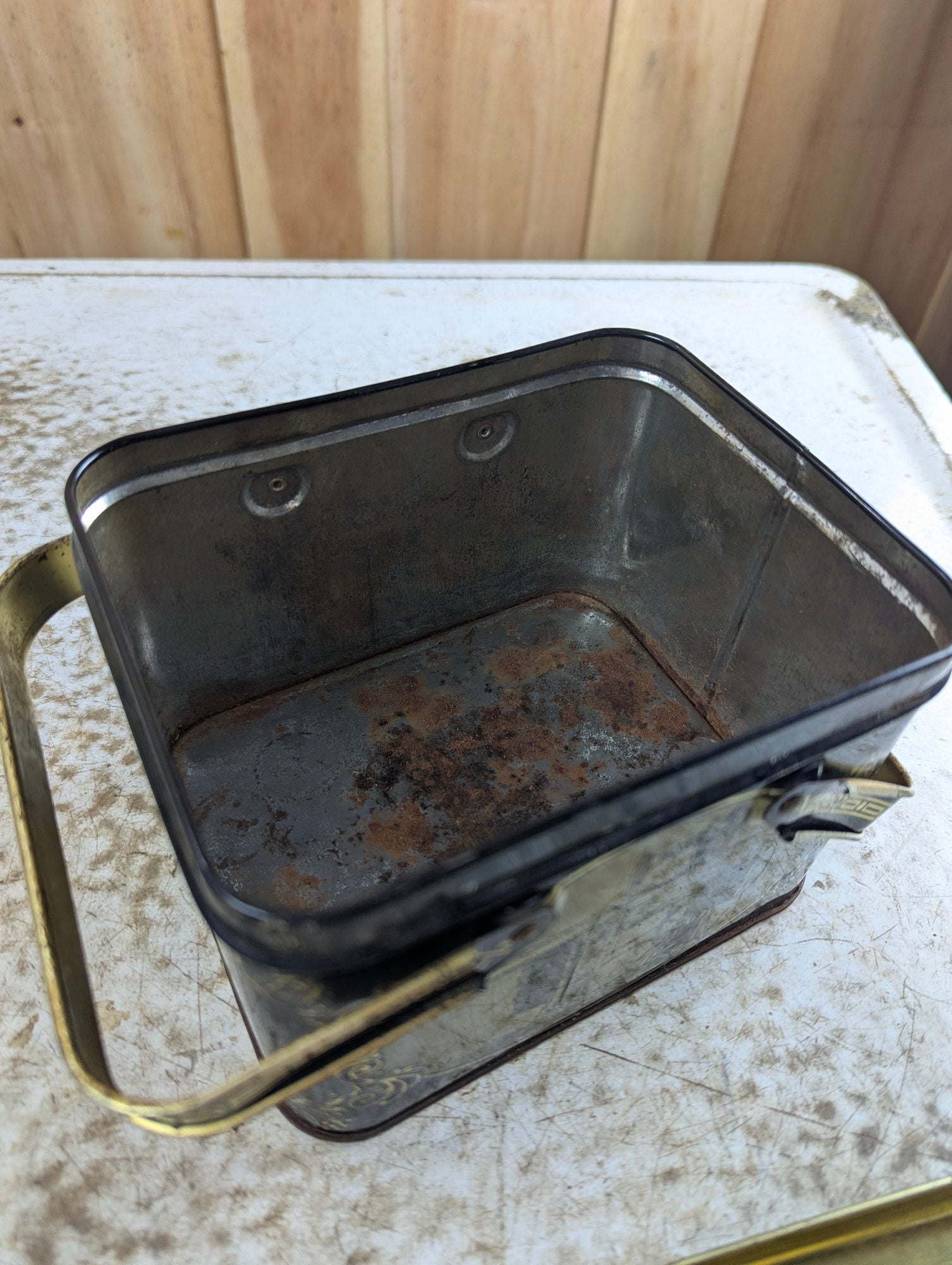 Vintage Black Metal Singer Sewing Machine Storage Tin