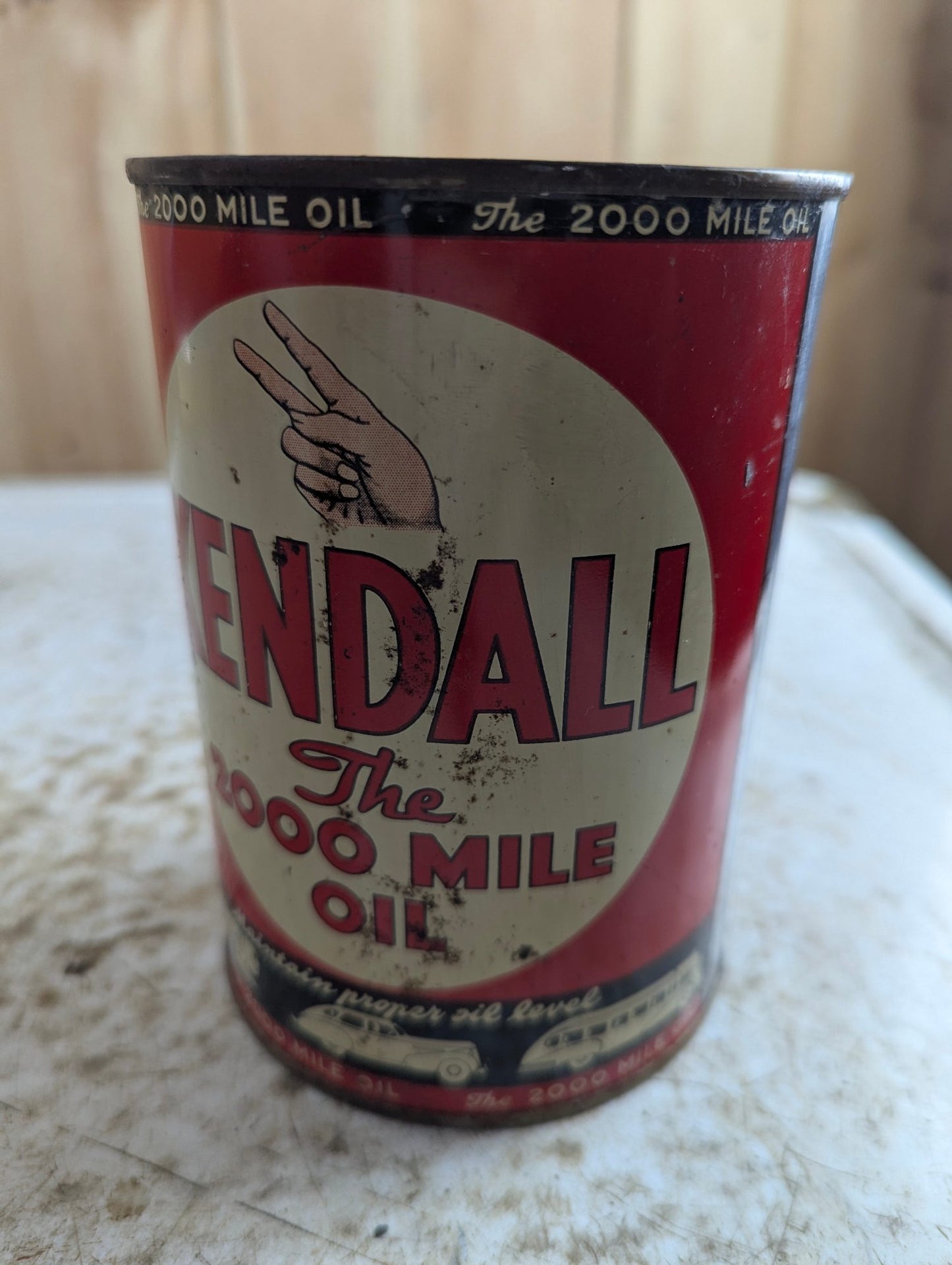 Unopened 1940s Kendall 'The 2000 Mile Oil' 1 US Quart SAE 10 Oil Can