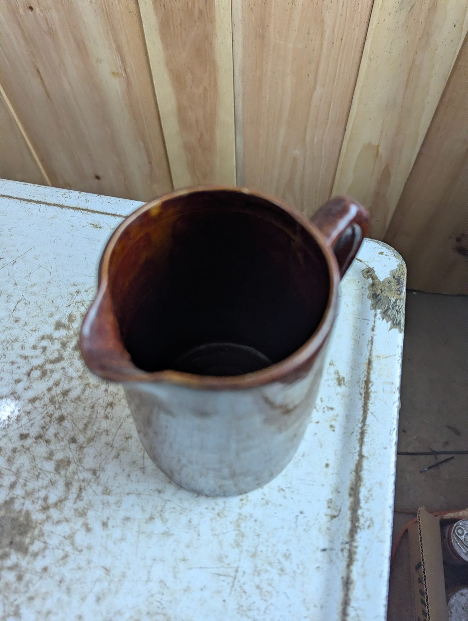 Vintage Handmade Brown Glazed Ceramic Jug Pitcher