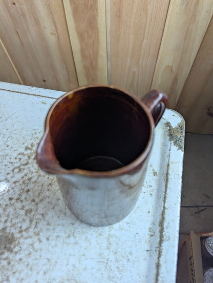 Vintage Handmade Brown Glazed Ceramic Jug Pitcher