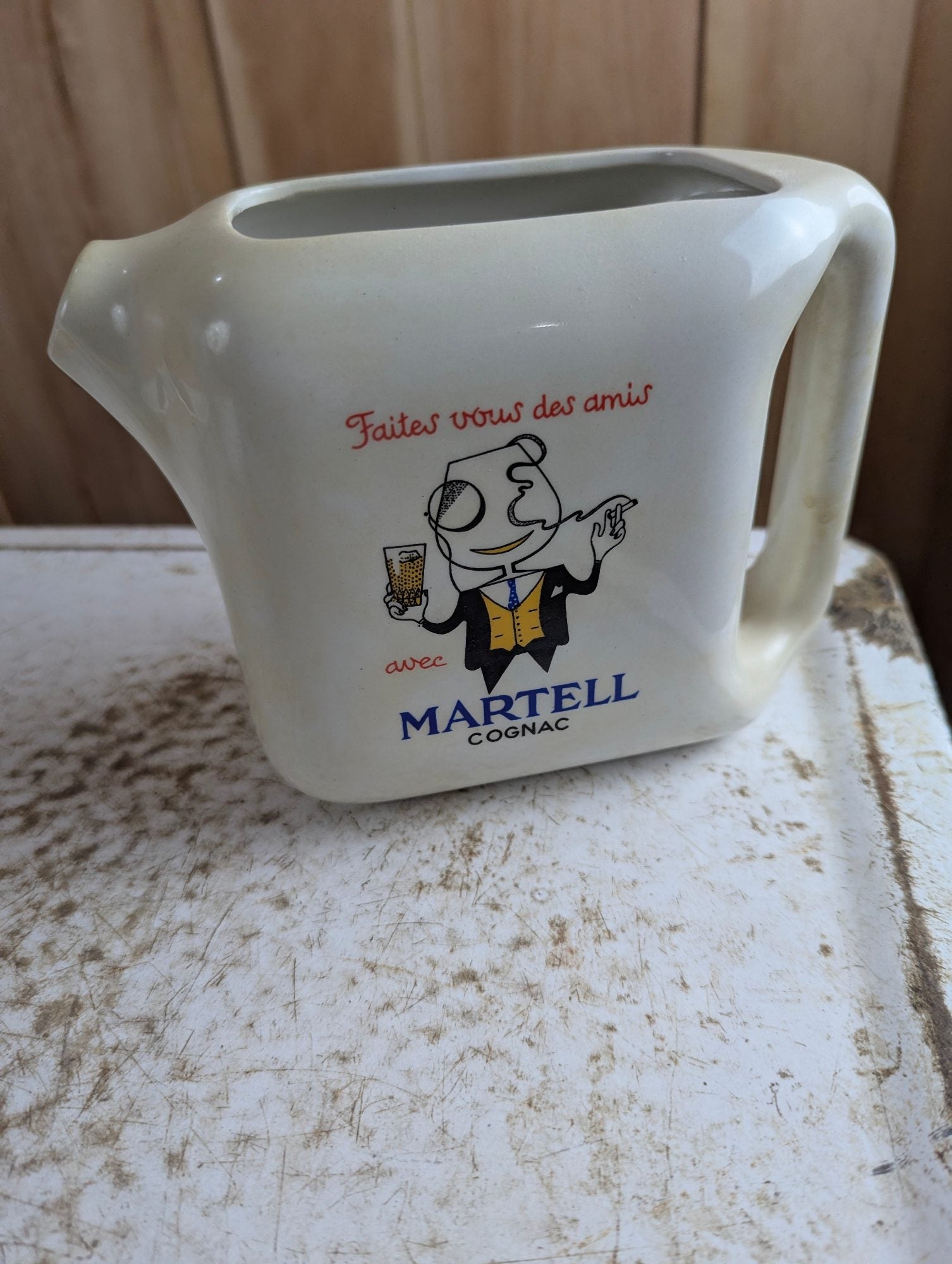 1960s Martell Cognac Ceramic Advertising Pitcher