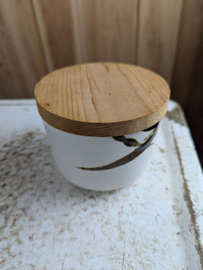 Vintage Ceramic Kitchen Canister with Wood Lid