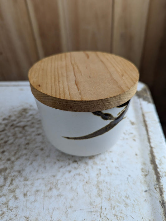 Vintage Ceramic Kitchen Canister with Wood Lid