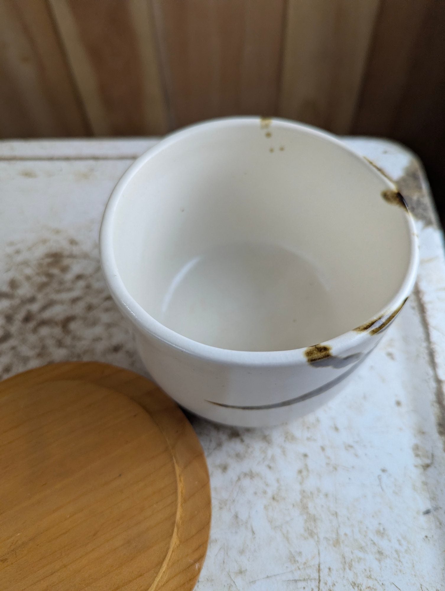 Vintage Ceramic Kitchen Canister with Wood Lid