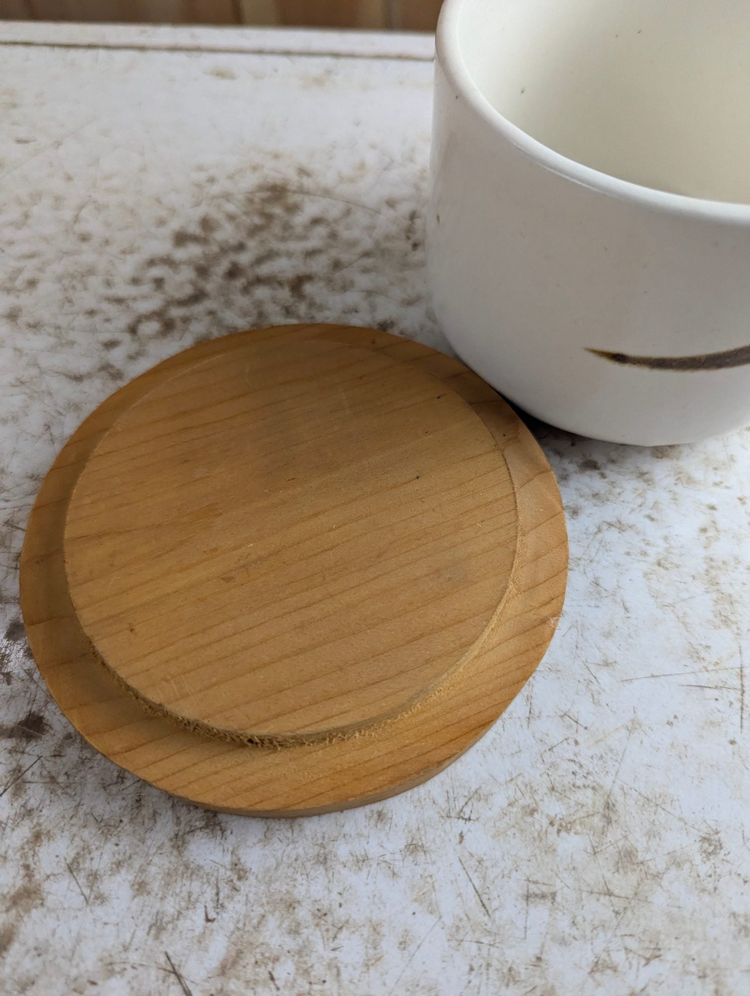 Vintage Ceramic Kitchen Canister with Wood Lid