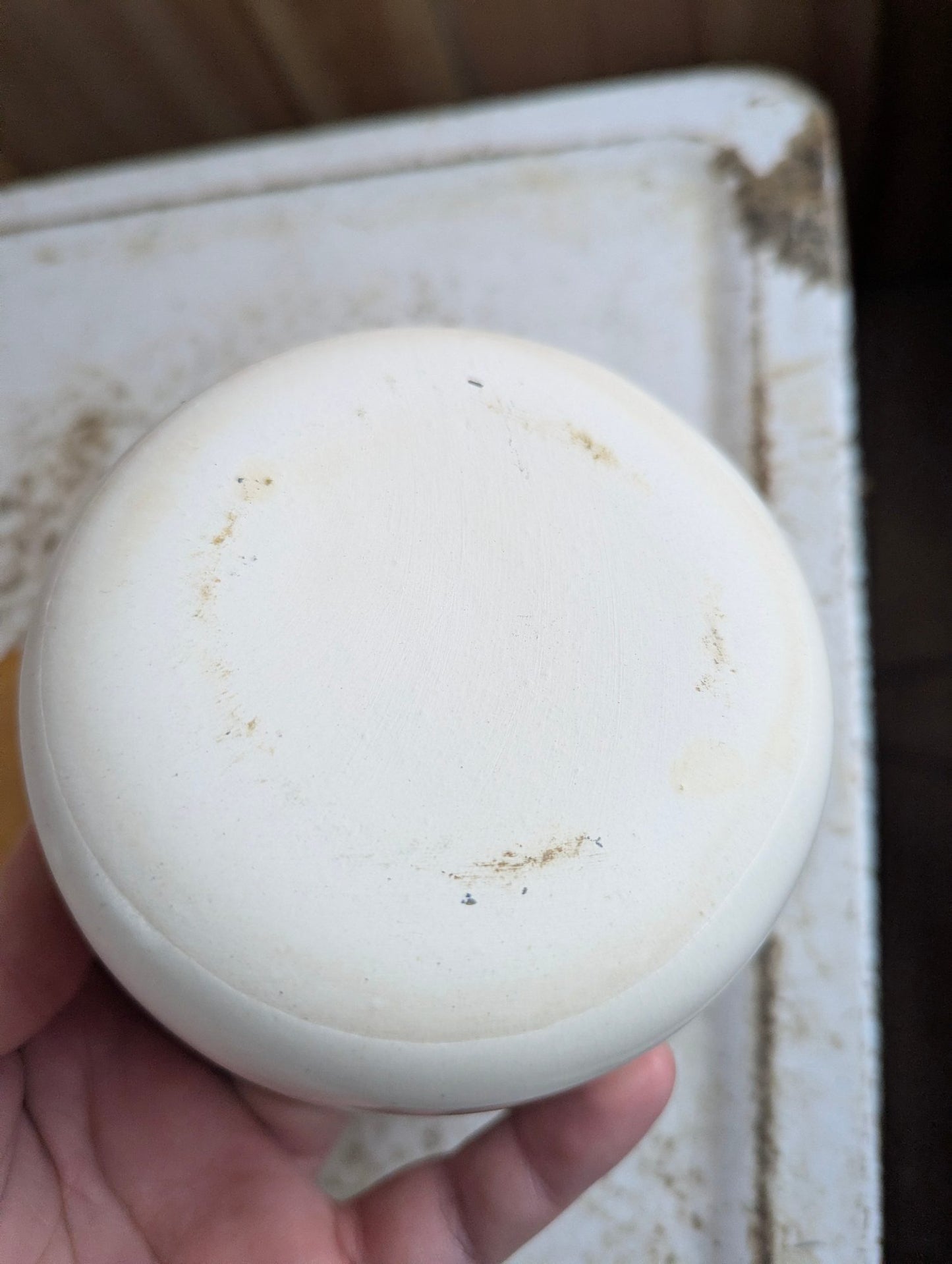 Vintage Ceramic Kitchen Canister with Wood Lid