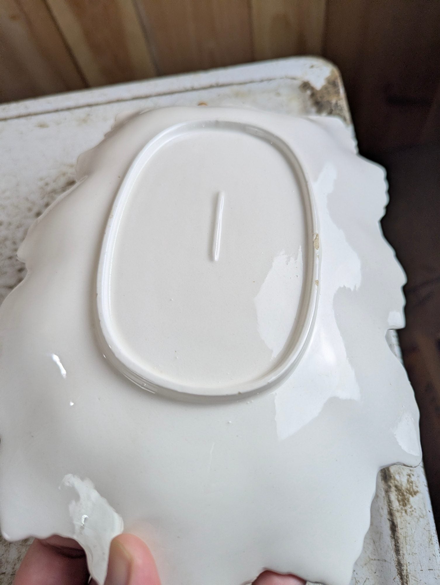 Vintage White Ceramic Grape Leaf Serving Dish