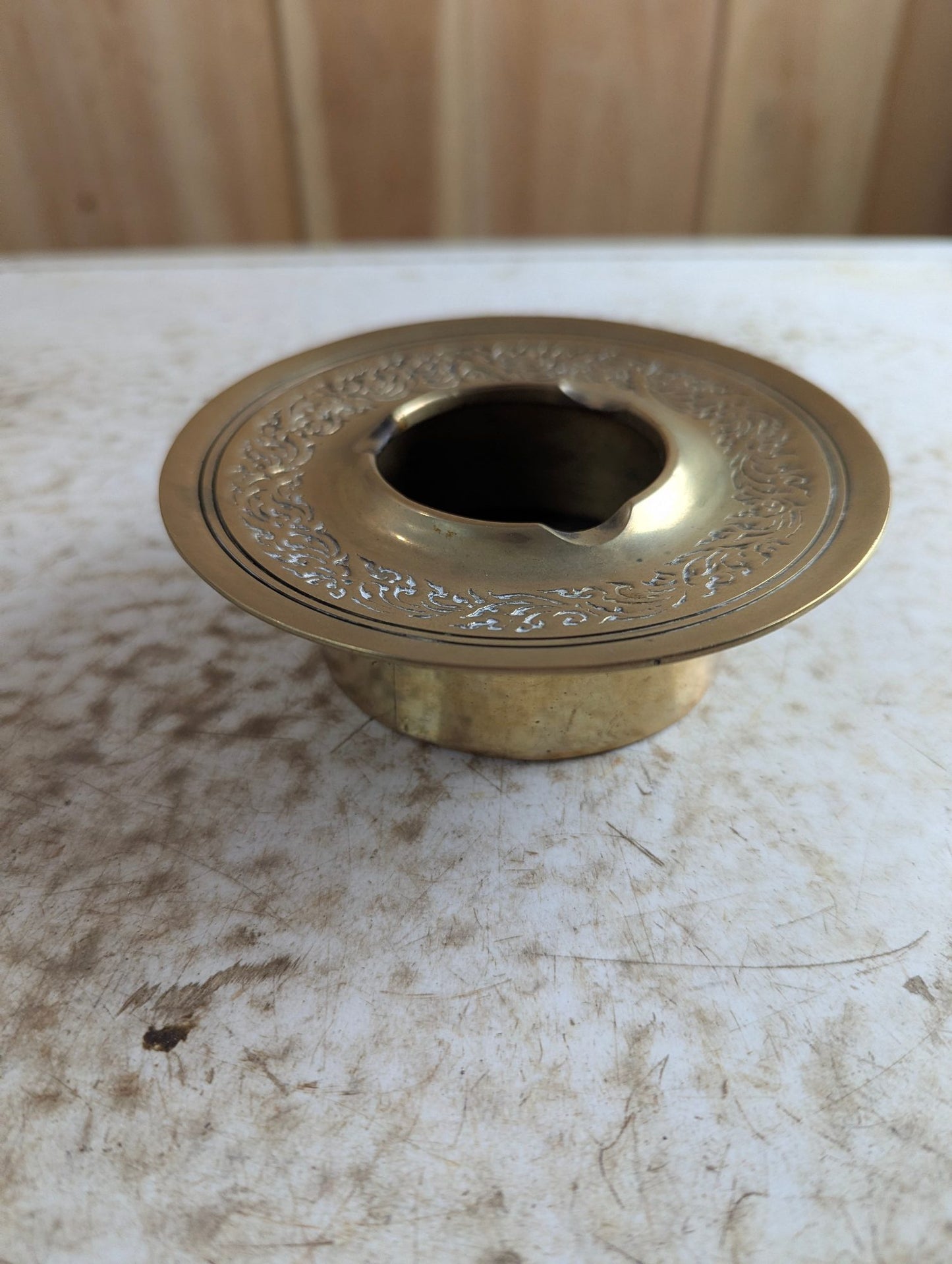 Vintage Etched Brass Ashtray